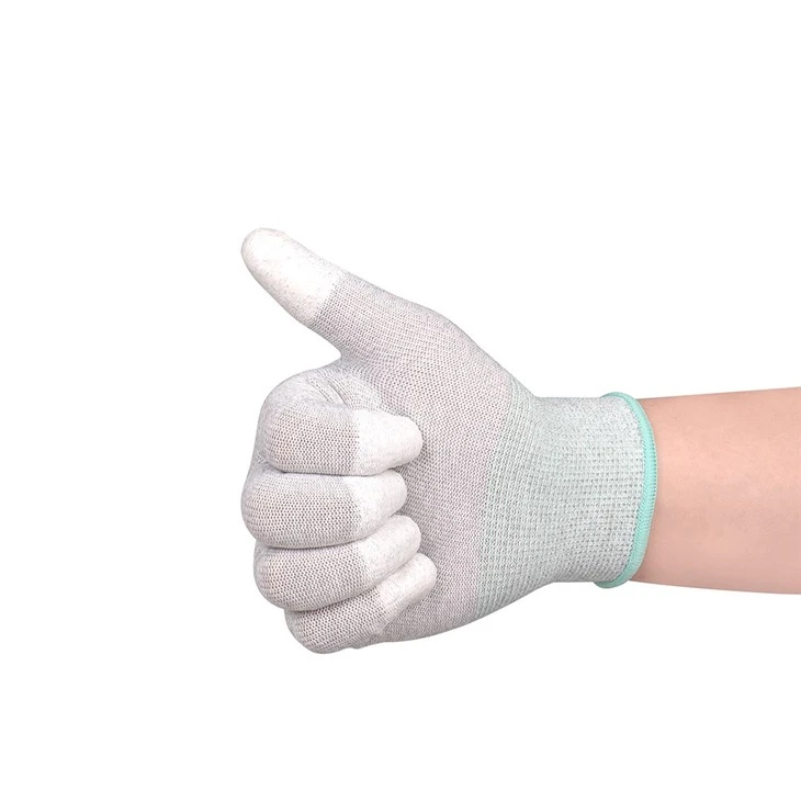 Carbon Fiber PU Fingertip Coated ESD Work Gloves Breathable Precision Grip high quality