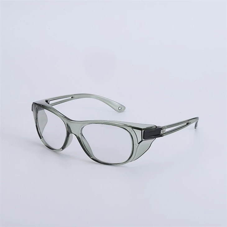 Translucent Grey Frame Safety Glasses With Integrated Side Shields Cord Hole