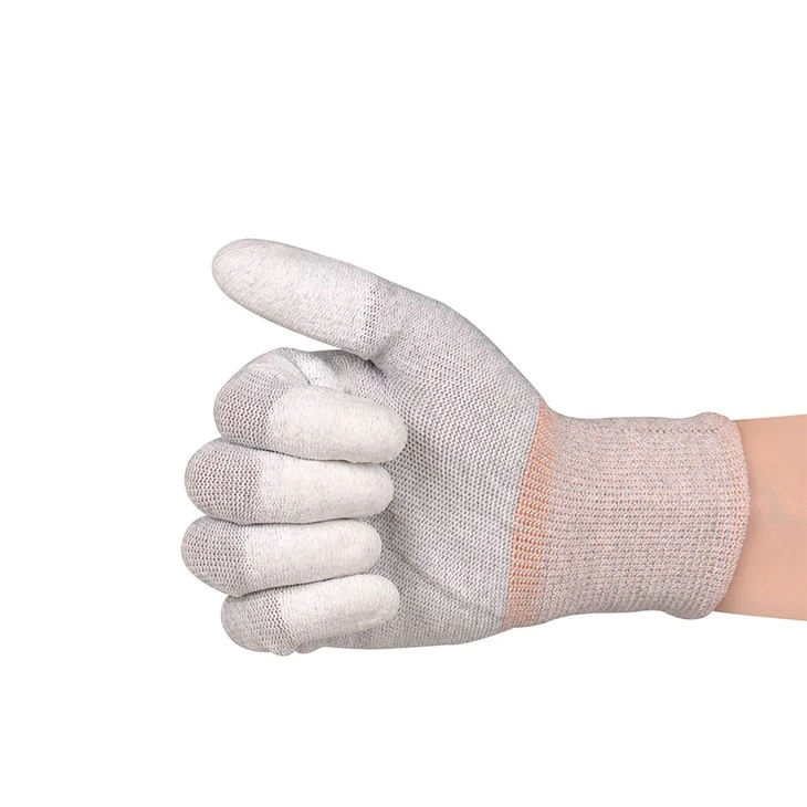 Carbon Fiber PU Fingertip Coated ESD Work Gloves Breathable Precision Grip factory
