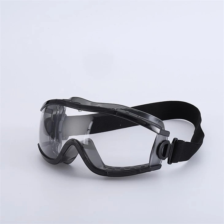 Wide View Safety Goggles With Top Vent Slots Black PC Frame