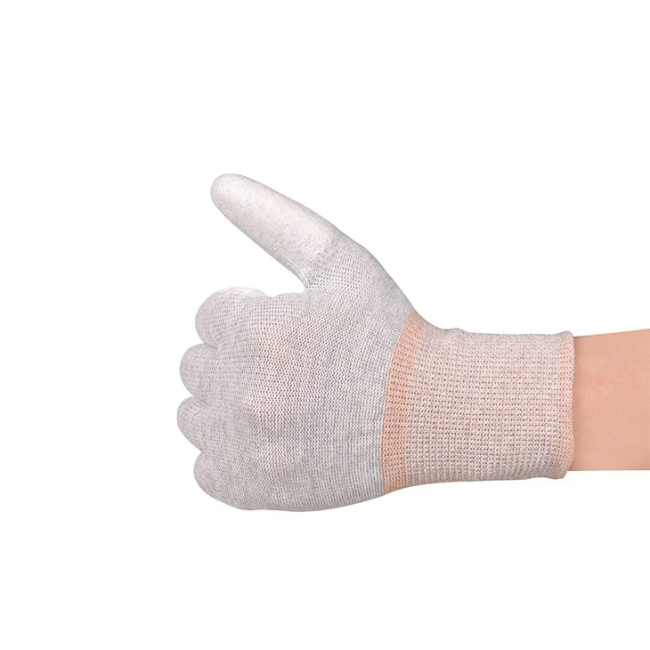 Carbon Fiber PU Fingertip Coated ESD Work Gloves Breathable Precision Grip suppliers