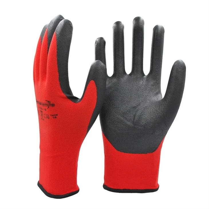 Micro Foam Nitrile Palm Coated Work Gloves 15 Gauge Nylon Spandex