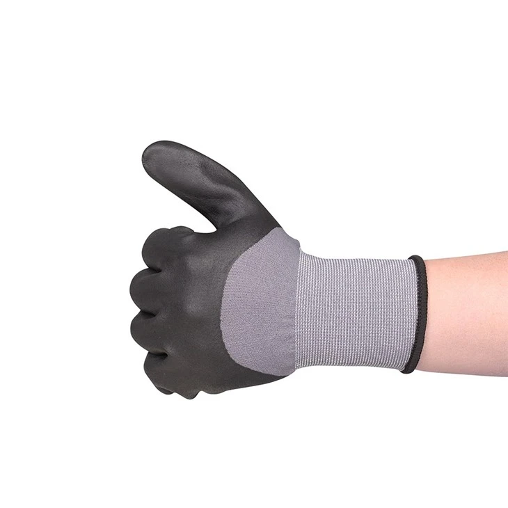 Micro Foam Nitrile 3/4 Coated Work Gloves 15 Gauge Grey factory