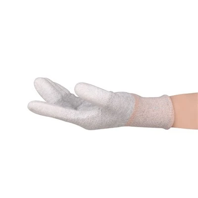 Carbon Fiber PU Fingertip Coated ESD Work Gloves Breathable Precision Grip