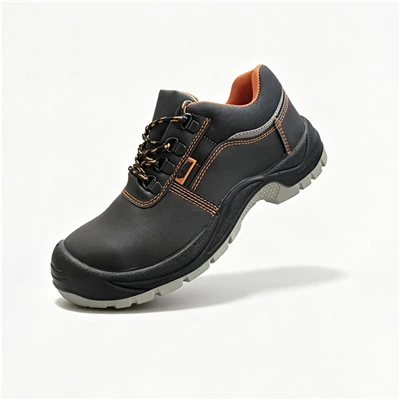 Waterproof Leather Safety Shoes With Orange Contrast Stitching